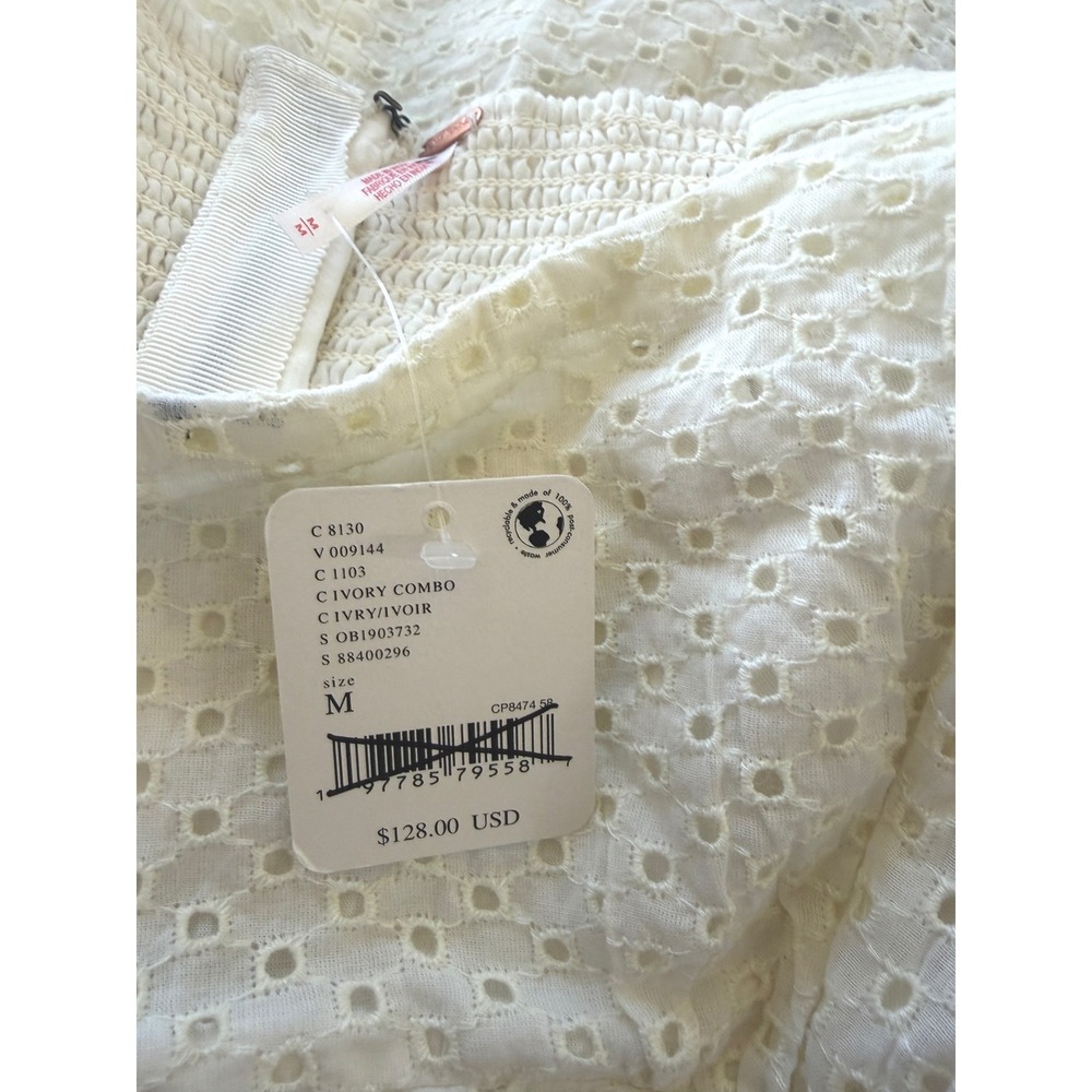 Free People Berry Kiss Dress Ivory Eyelet Off Shoulder Mini‎ OB1903732 M - Picture 2 of 11